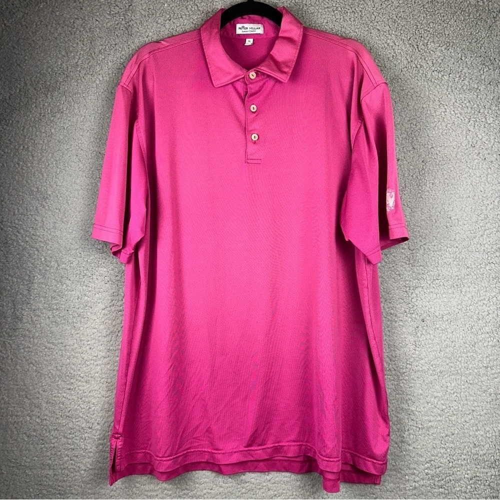 Peter Millar Shirt Summer Comfort Mens XL Pink Solid Stretch Sean Collar Polo